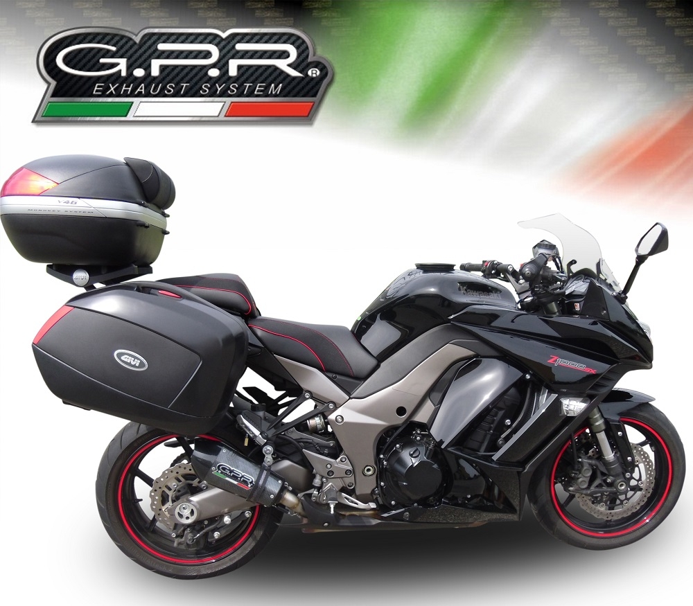 Scarico GPR compatibile con  Kawasaki Z 1000  2010-2013, Gpe Ann. Poppy, Coppia di terminali di scarico omologati, forniti con db killer removibili e raccordi specifici