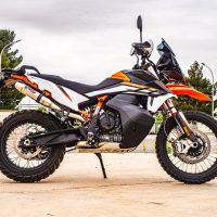 GPR exhaust compatible with  Ktm Adventure 890 2020-2024, Deeptone Inox, Homologated legal slip-on exhaust including removable db killer and link pipe 