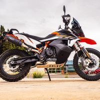 Scarico GPR compatibile con  Ktm Adventure 890 2020-2024, GP Evo4 Black Titanium, Scarico omologato, silenziatore con db killer estraibile e raccordo specifico