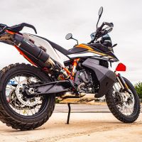 Scarico GPR compatibile con  Ktm Adventure 890 2020-2024, GP Evo4 Black Titanium, Scarico omologato, silenziatore con db killer estraibile e raccordo specifico