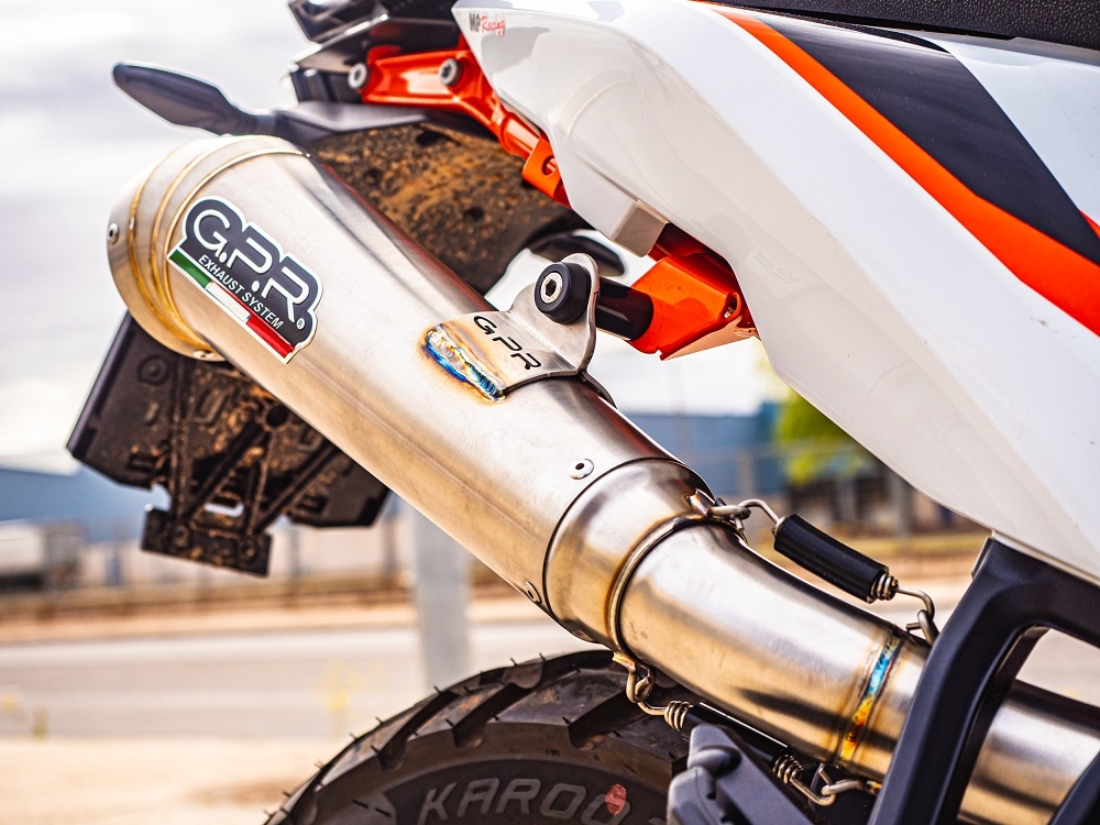 GPR exhaust compatible with  Ktm Duke 890 2021-2024, Deeptone Inox, Racing slip-on exhaust including link pipe 