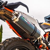 Scarico GPR compatibile con  Ktm Duke 890 2021-2024, Dual Poppy, Scarico omologato, silenziatore con db killer estraibile e raccordo specifico