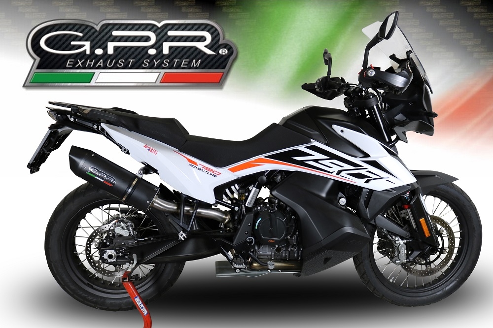 Scarico GPR compatibile con  Ktm Adventure 790 2021-2023, Furore Evo4 Nero, Scarico omologato, silenziatore con db killer estraibile e raccordo specifico