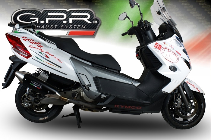 GPR exhaust compatible with  Kymco Myroad 700 2012-2016, Power Bomb, Homologated legal slip-on exhaust including removable db killer, link pipe and catalyst 