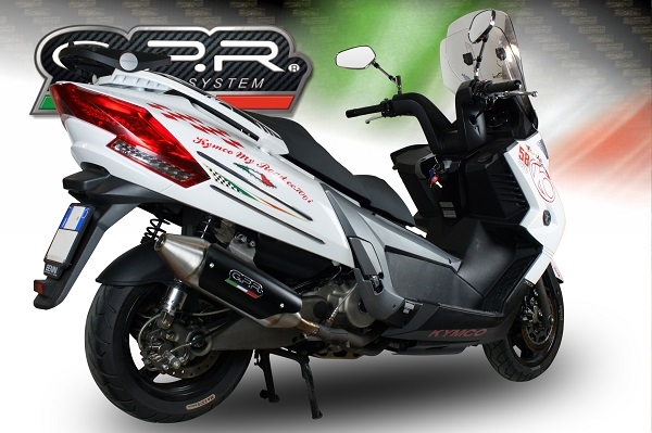 GPR exhaust compatible with  Kymco Myroad 700 2012-2016, Power Bomb, Homologated legal slip-on exhaust including removable db killer, link pipe and catalyst 