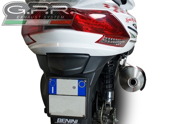 GPR exhaust compatible with  Kymco Myroad 700 2012-2016, Power Bomb, Homologated legal slip-on exhaust including removable db killer, link pipe and catalyst 