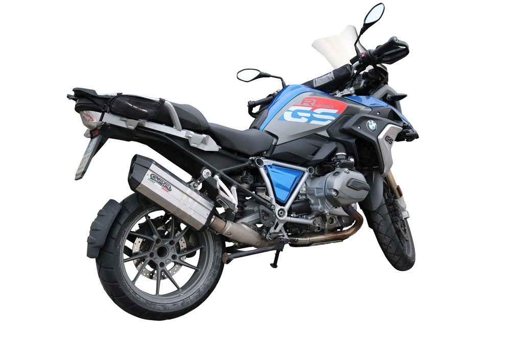 Scarico GPR compatibile con  Bmw R 1200 Gs 2017-2018, Sonic Titanium, Scarico omologato, silenziatore con db killer estraibile e raccordo specifico