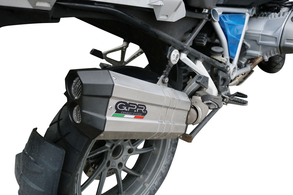 Scarico GPR compatibile con  Bmw R 1200 Gs 2017-2018, Sonic Titanium, Scarico omologato, silenziatore con db killer estraibile e raccordo specifico