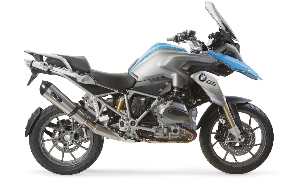 Scarico GPR compatibile con  Bmw R 1200 Gs -Adventure 2013-2016, Gpe Ann. titanium, Scarico omologato, silenziatore con db killer estraibile e raccordo specifico