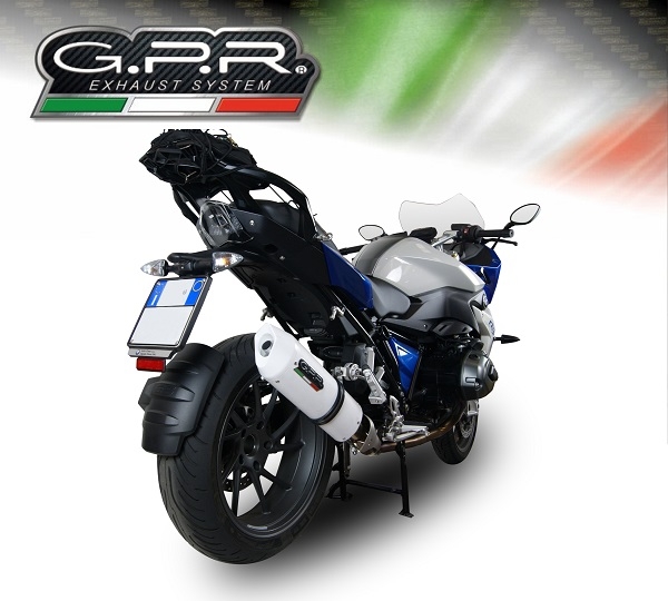 Scarico GPR compatibile con  Bmw R 1200 Rs Lc 2015-2016, Albus Ceramic, Scarico omologato, silenziatore con db killer estraibile e raccordo specifico