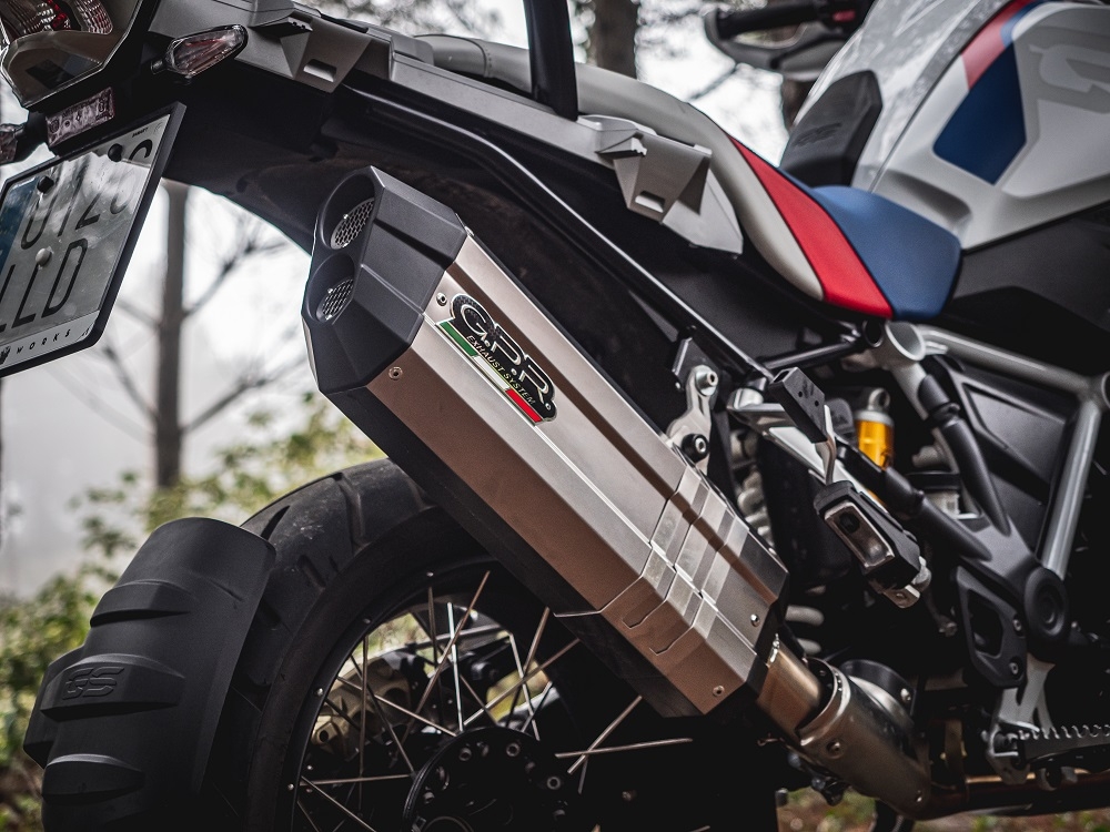 Scarico GPR compatibile con  Bmw R 1250 Gs -Adventure 2019-2020, Sonic Titanium, Scarico omologato, silenziatore con db killer estraibile e raccordo specifico