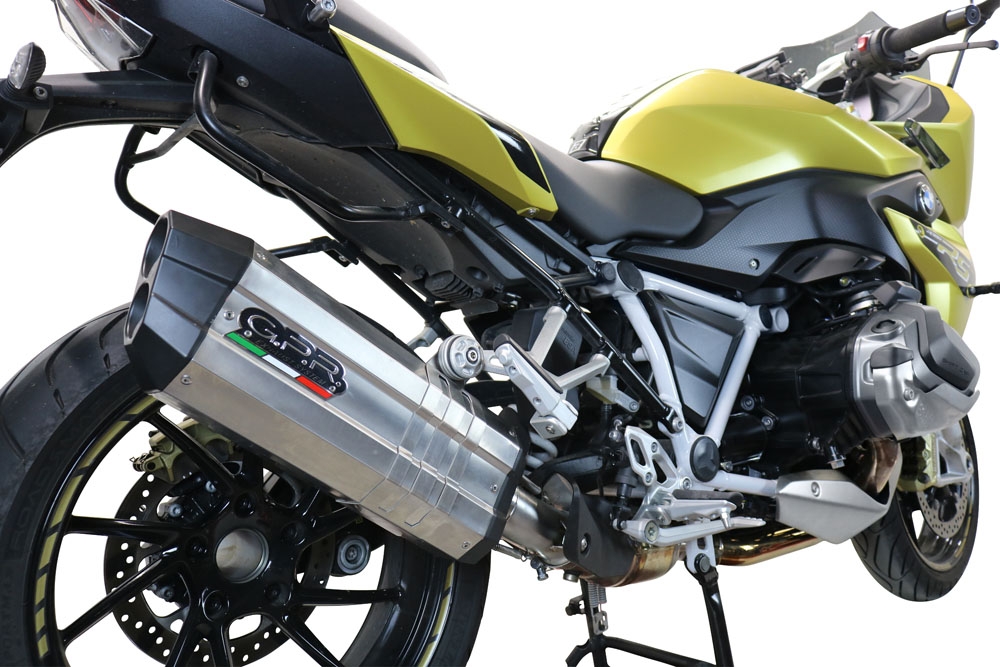 Scarico GPR compatibile con  Bmw R 1250 R -Rs 2019-2020, Sonic Titanium, Scarico omologato, silenziatore con db killer estraibile e raccordo specifico