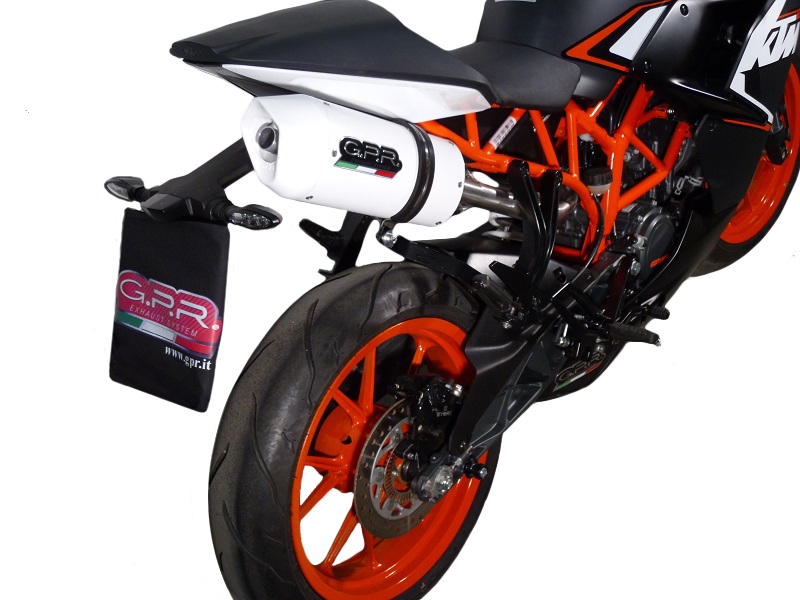 Scarico GPR compatibile con  Ktm Duke 125 2011-2016, Albus Ceramic, Terminale di scarico omologato, fornito con db killer estraibile, catalizzatore e raccordo specifico