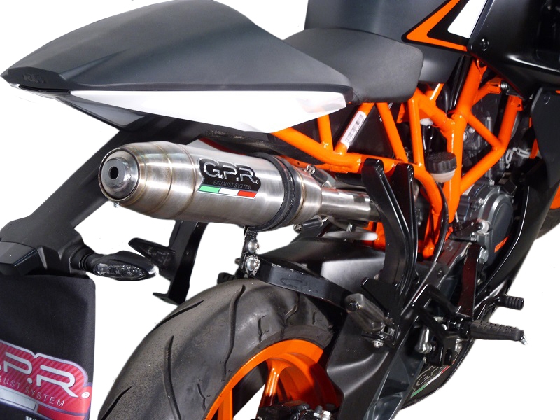 Scarico GPR compatibile con  Ktm Rc 200 2014-2021, Deeptone Inox, Terminale di scarico omologato, fornito con db killer estraibile, catalizzatore e raccordo specifico