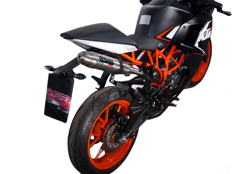 Scarico GPR compatibile con  Ktm Rc 200 2014-2021, Deeptone Inox, Terminale di scarico omologato, fornito con db killer estraibile, catalizzatore e raccordo specifico