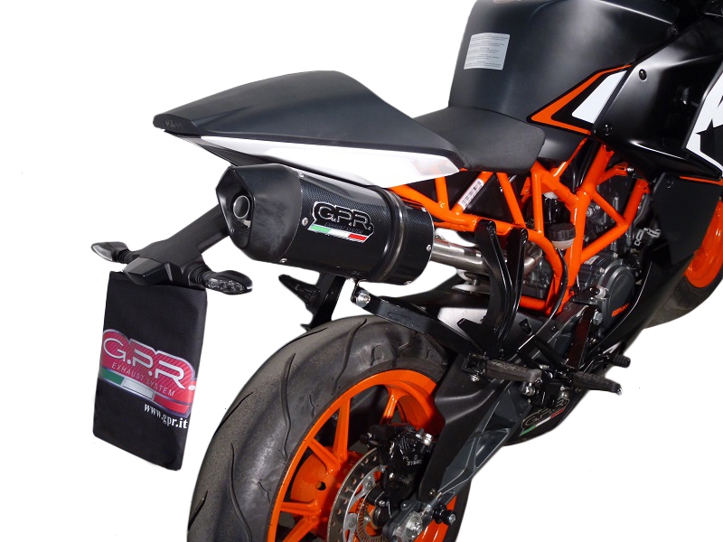 GPR exhaust compatible with  Ktm Rc 125 2014-2016, Deeptone Inox, Homologated legal slip-on exhaust including removable db killer, link pipe and catalyst 