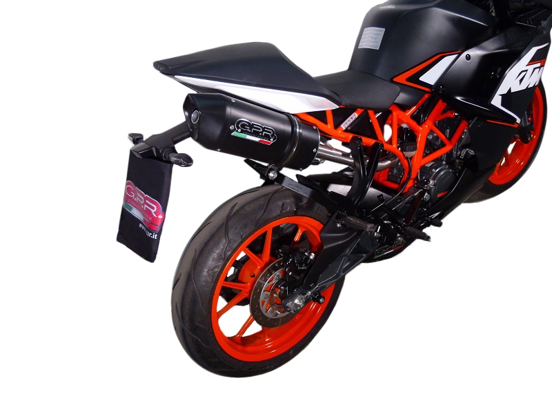 Scarico GPR compatibile con  Ktm Rc 200 2014-2021, Furore Nero, Terminale di scarico omologato, fornito con db killer estraibile, catalizzatore e raccordo specifico