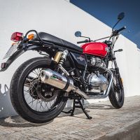 Scarico GPR compatibile con  Royal Enfield Interceptor 650 2021-2024, Satinox, Coppia di terminali di scarico omologati, forniti con db killer removibile, catalizzatori e raccordi specifici