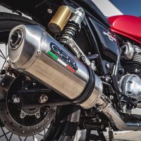 Scarico GPR compatibile con  Royal Enfield Interceptor 650 2021-2024, Satinox, Coppia di terminali di scarico omologati, forniti con db killer removibile, catalizzatori e raccordi specifici