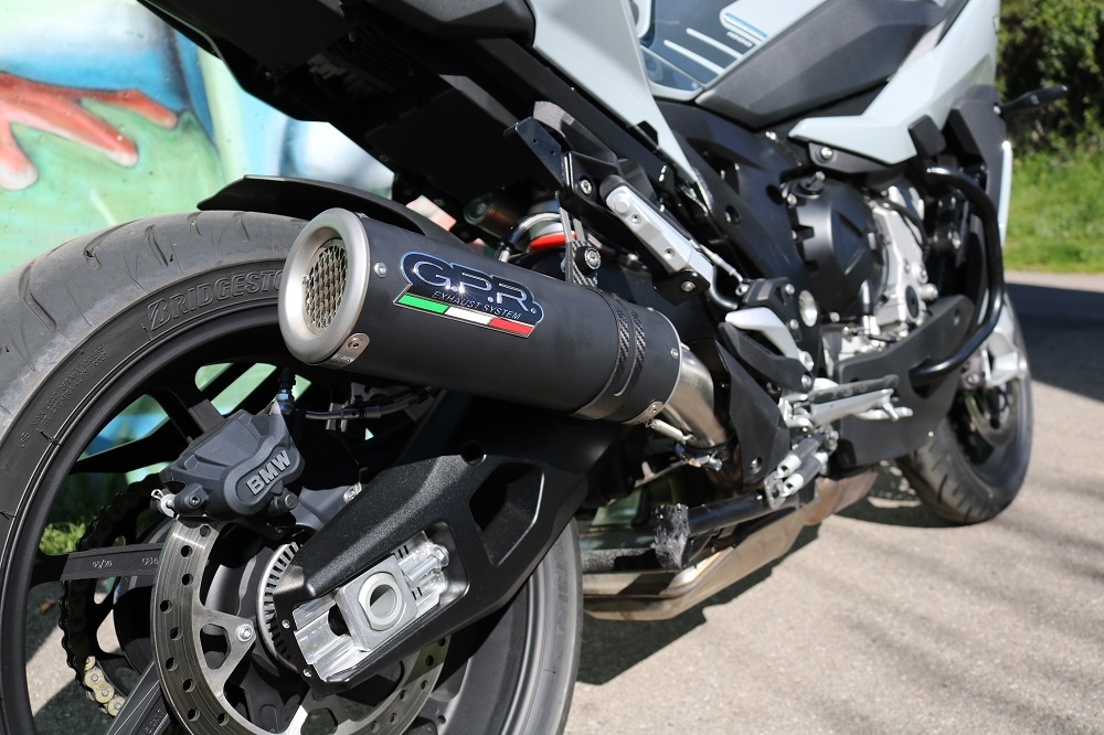 Scarico GPR compatibile con  Bmw S 1000 XR -M  2020-2024, M3 Black Titanium, Scarico omologato, silenziatore con db killer estraibile e raccordo specifico