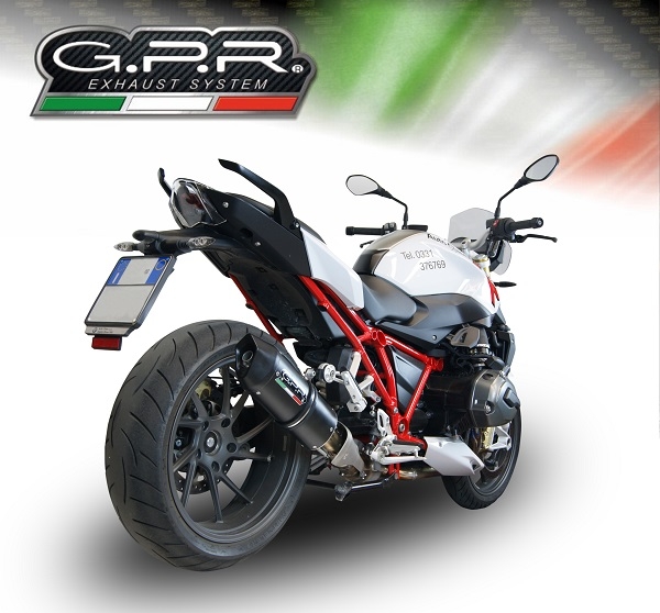 Scarico GPR compatibile con  Bmw R 1200 Rs Lc 2017-2019, Furore Evo4 Nero, Scarico omologato, silenziatore con db killer estraibile e raccordo specifico