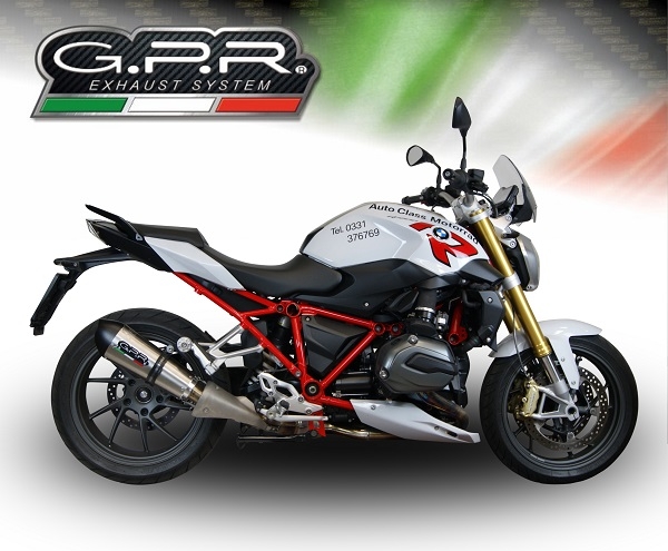 Scarico GPR compatibile con  Bmw R 1200 R Lc 2017-2019, GP Evo4 Titanium, Scarico omologato, silenziatore con db killer estraibile e raccordo specifico