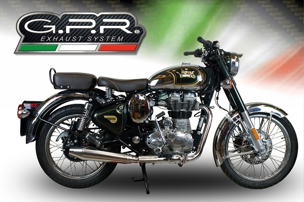 Scarico GPR compatibile con  Royal Enfield Classic - Bullet Efi 500 2009-2016, Vintacone, Terminale di scarico racing, con raccordo, senza omologazione