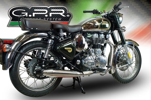 Scarico GPR compatibile con  Royal Enfield Classic - Bullet Efi 500 2009-2016, Vintacone, Terminale di scarico racing, con raccordo, senza omologazione