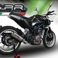 GPR exhaust compatible with  Husqvarna Svartpilen 401 2018-2019, M3 Titanium Natural, Homologated legal slip-on exhaust including removable db killer and link pipe 