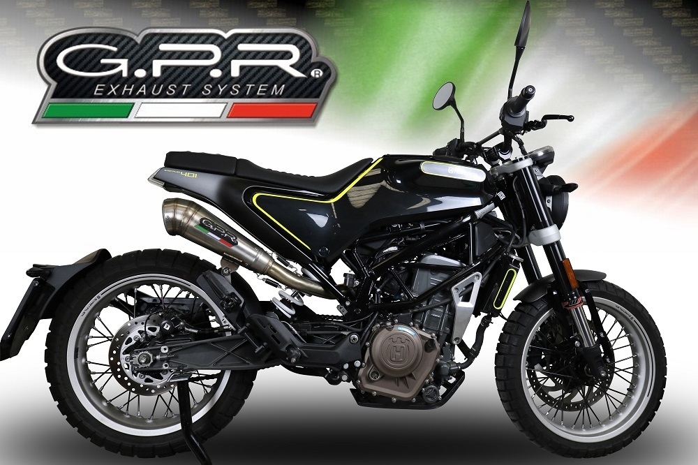 Scarico GPR compatibile con  Husqvarna Svartpilen 401 2018-2019, Powercone Evo, Scarico semi-completo omologato,fornito con db killer estraibile,catalizzatore e collettore