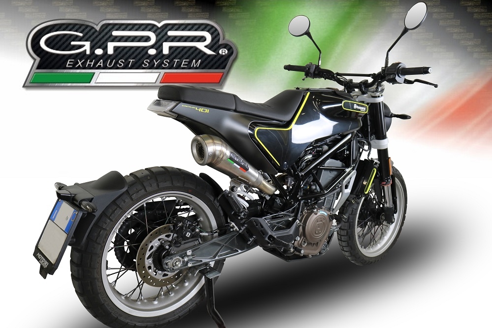 Scarico GPR compatibile con  Husqvarna Svartpilen 401 2018-2019, Powercone Evo, Scarico semi-completo omologato,fornito con db killer estraibile,catalizzatore e collettore