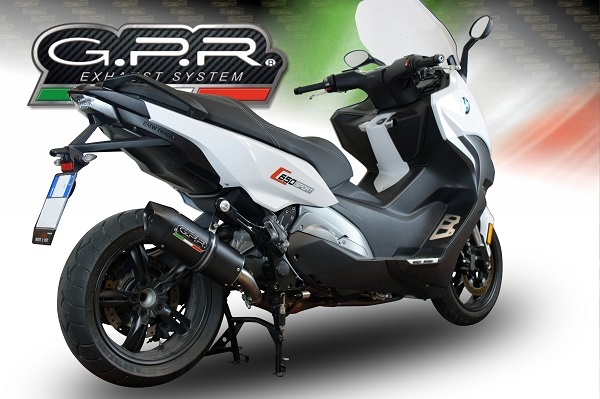 Scarico GPR compatibile con  Bmw C 650 Sport 2016-2020, Furore Evo4 Nero, Scarico omologato, silenziatore con db killer estraibile e raccordo specifico