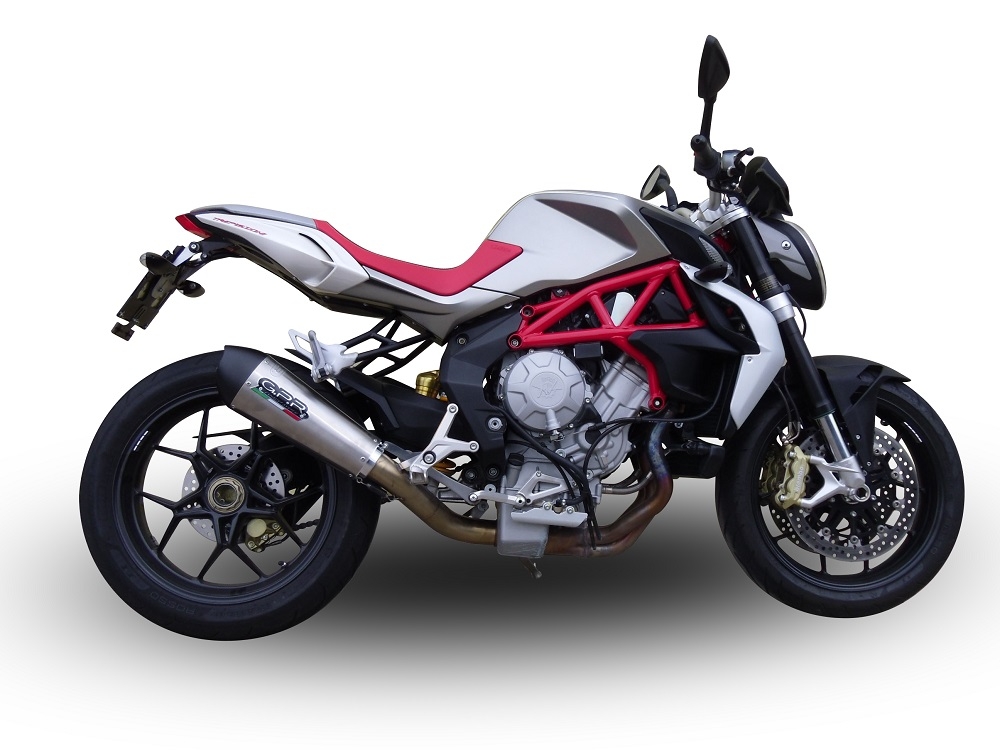 GPR exhaust compatible with  Mv Agusta Brutale 800 Dragster 2013-2016, Gpe Ann. titanium, Homologated legal slip-on exhaust including removable db killer and link pipe 