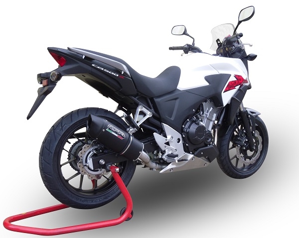 Scarico GPR compatibile con  Honda Cb 400 X 2013-2015, Furore Nero, Scarico omologato, silenziatore con db killer estraibile e raccordo specifico