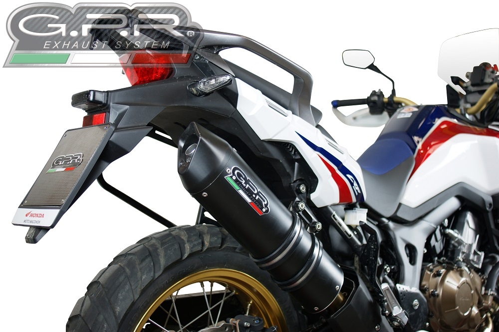 Scarico GPR compatibile con  Honda Crf 1000 L Africa Twin 2015-2017, Furore Nero, Scarico omologato, silenziatore con db killer estraibile e raccordo specifico