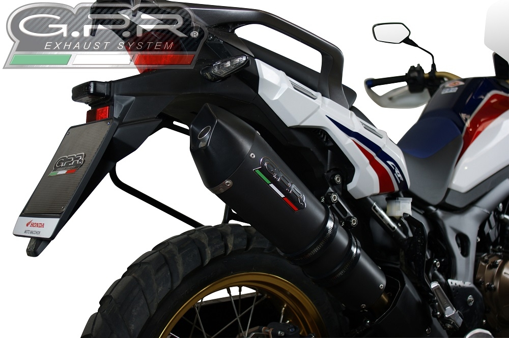 Scarico GPR compatibile con  Honda Crf 1000 L Africa Twin 2015-2017, Gpe Ann. Black titanium, Scarico omologato, silenziatore con db killer estraibile e raccordo specifico