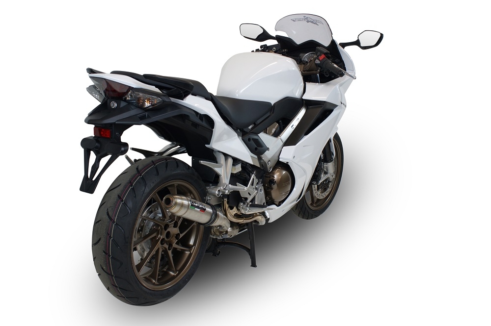 GPR exhaust compatible with  Honda Vfr 800 F 2014-2016, Deeptone Inox, Homologated legal slip-on exhaust including removable db killer and link pipe 