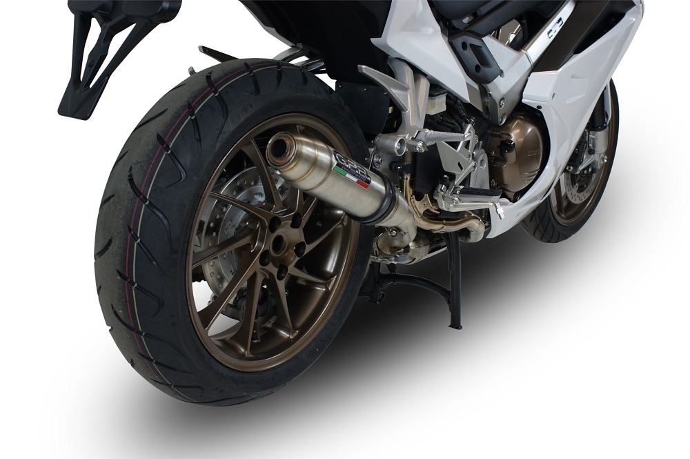 Scarico GPR compatibile con  Honda Vfr 800 F 2014-2016, Deeptone Inox, Scarico omologato, silenziatore con db killer estraibile e raccordo specifico