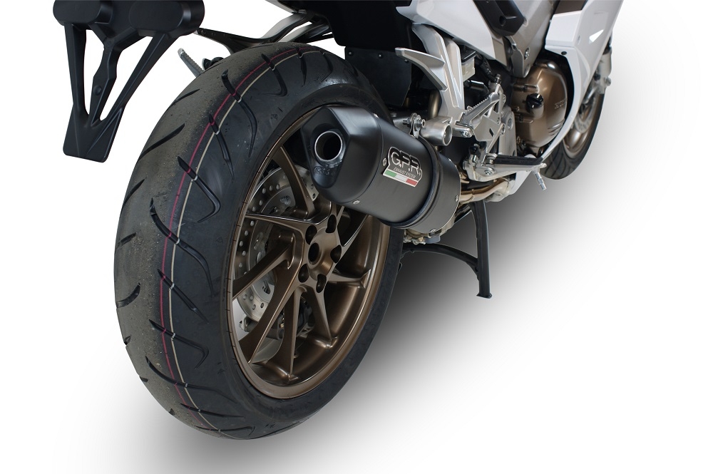 Scarico GPR compatibile con  Honda Vfr 800 F 2014-2016, Furore Nero, Scarico omologato, silenziatore con db killer estraibile e raccordo specifico