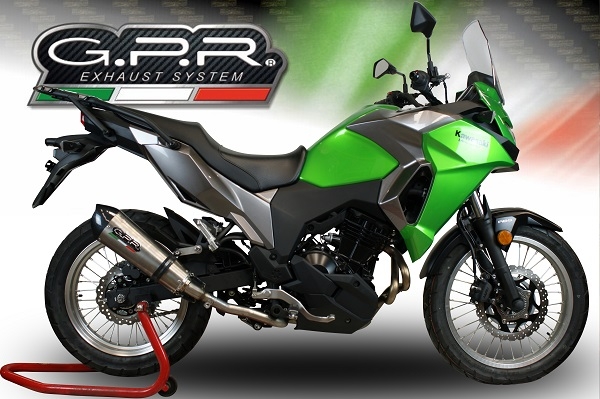 Scarico GPR compatibile con  Kawasaki Versys-X 300 2022-2023, GP Evo4 Titanium, Terminale di scarico omologato,fornito con db killer estraibile,catalizzatore e collettore