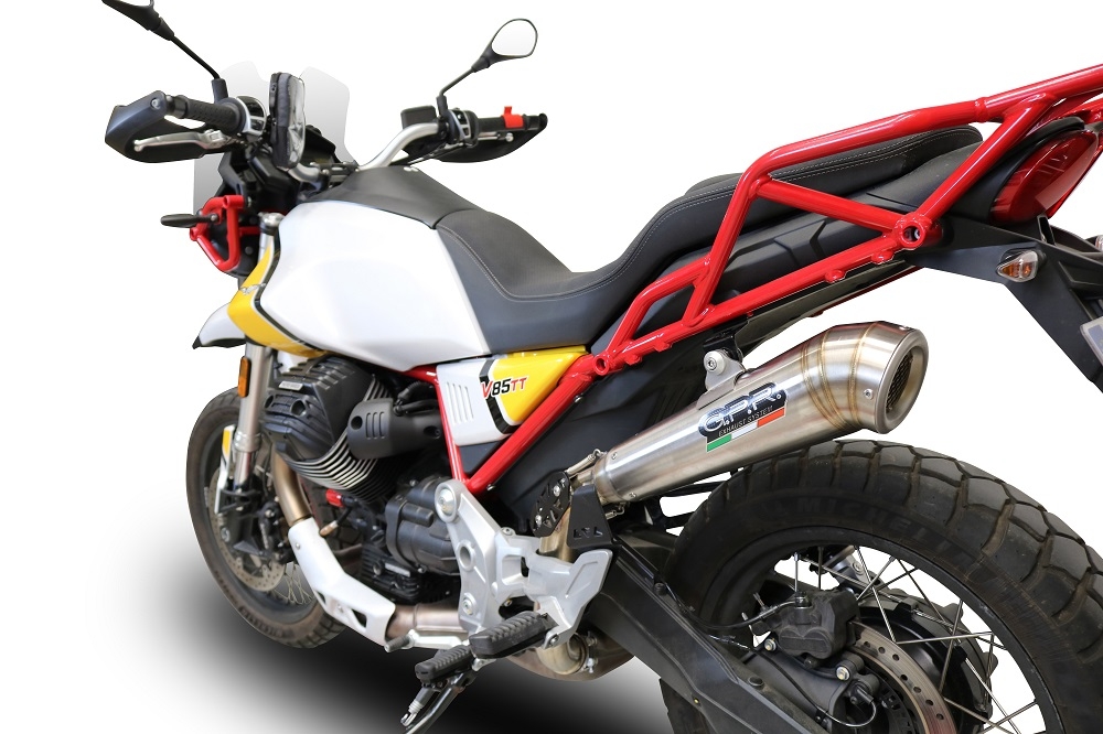 Scarico GPR compatibile con  Moto Guzzi V85 TT 2021-2023, Powercone Evo, Scarico omologato, silenziatore con db killer estraibile e raccordo specifico