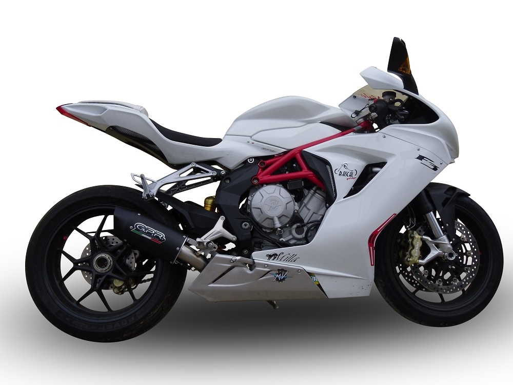 Scarico GPR compatibile con Mv Agusta F3 675 2017-2020, Furore Evo4 Poppy, Terminale di scarico omologato,fornito con db killer estraibile,catalizzatore e collettore 