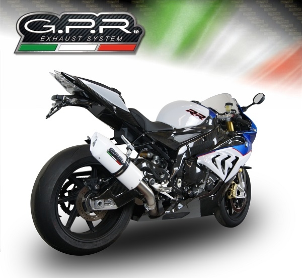 Scarico GPR compatibile con  Bmw S 1000 RR -M  2015-2016, Albus Ceramic, Scarico omologato, silenziatore con db killer estraibile e raccordo specifico