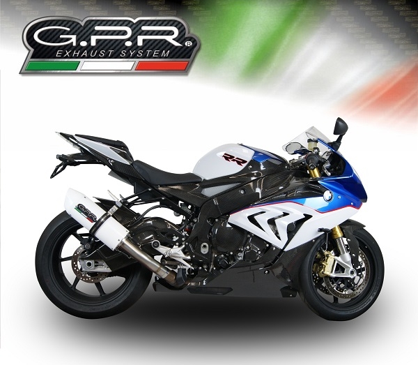 Scarico GPR compatibile con  Bmw S 1000 RR -M  2015-2016, Albus Ceramic, Scarico omologato, silenziatore con db killer estraibile e raccordo specifico