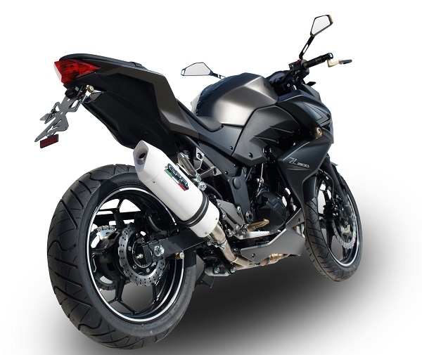 Scarico GPR compatibile con  Kawasaki Z 300 2014-2017, Albus Ceramic, Scarico omologato, silenziatore con db killer estraibile e raccordo specifico