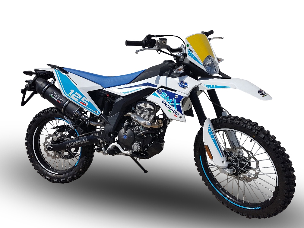 GPR exhaust compatible with  F.B. Mondial Smx 125 Enduro 2021-2023, Furore Evo4 Poppy, Homologated legal slip-on exhaust including removable db killer, link pipe and catalyst 