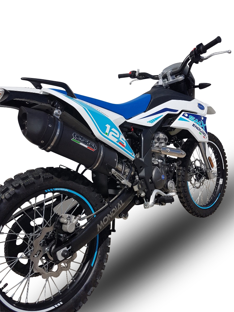 Scarico GPR compatibile con  F.B. Mondial Smx 125 Enduro 2018-2020, Furore Evo4 Nero, Terminale di scarico omologato, fornito con db killer estraibile, catalizzatore e raccordo specifico