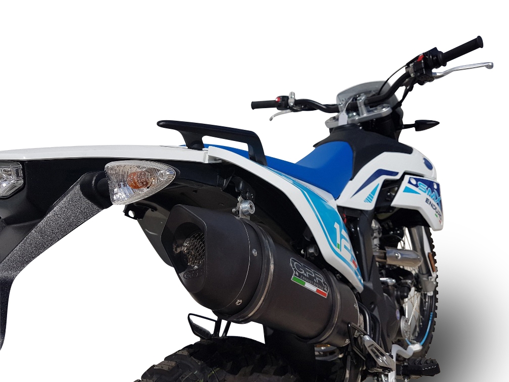 Scarico GPR compatibile con  F.B. Mondial Smx 125 Enduro 2018-2020, Furore Evo4 Nero, Terminale di scarico omologato, fornito con db killer estraibile, catalizzatore e raccordo specifico