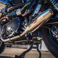 GPR exhaust compatible with  Triumph Street Twin 900 2015-2019, Deeptone Inox, Dual Homologated legal slip-on exhaust including removable db killers and link pipes 