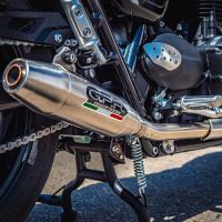 GPR exhaust compatible with  Triumph Street Twin 900 2015-2019, Deeptone Inox, Dual Homologated legal slip-on exhaust including removable db killers and link pipes 